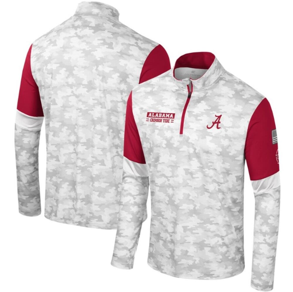 COLOSSEUM Camo Alabama Crimson Tide Quarter-Zip Windshirt Small Grey Red NWT